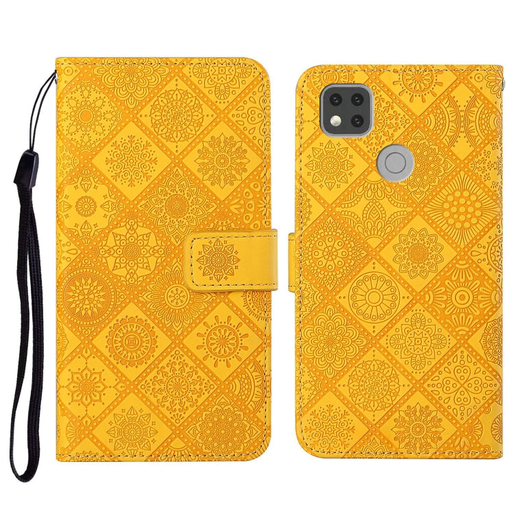 For Xiaomi Redmi 9C Ethnic Style Embossed Pattern Horizontal Flip Leather Case with Holder & Card Slots & Wallet & Lanyard(Yellow) - Xiaomi Cases by buy2fix | Online Shopping UK | buy2fix