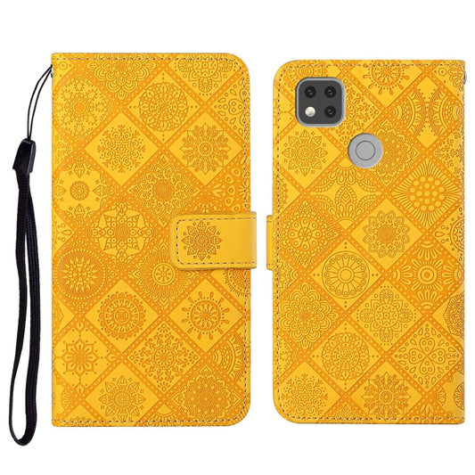 For Xiaomi Redmi 9C Ethnic Style Embossed Pattern Horizontal Flip Leather Case with Holder & Card Slots & Wallet & Lanyard(Yellow) - Xiaomi Cases by buy2fix | Online Shopping UK | buy2fix