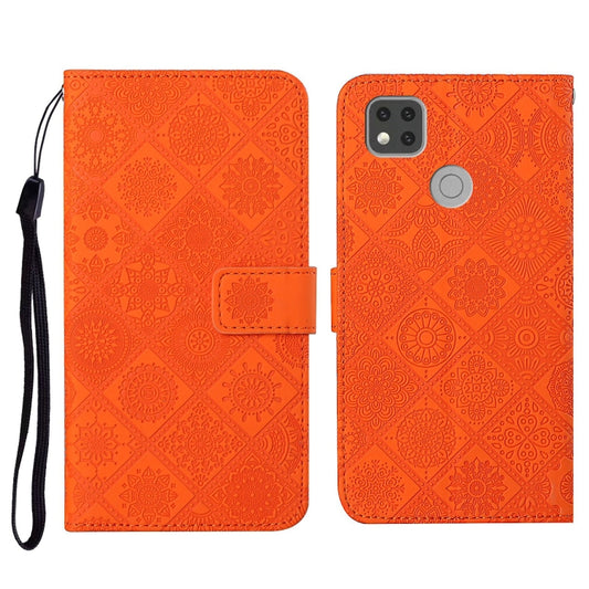 For Xiaomi Redmi 9C Ethnic Style Embossed Pattern Horizontal Flip Leather Case with Holder & Card Slots & Wallet & Lanyard(Orange) - Xiaomi Cases by buy2fix | Online Shopping UK | buy2fix