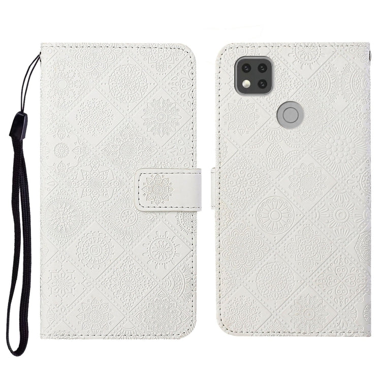 For Xiaomi Redmi 9C Ethnic Style Embossed Pattern Horizontal Flip Leather Case with Holder & Card Slots & Wallet & Lanyard(White) - Xiaomi Cases by buy2fix | Online Shopping UK | buy2fix