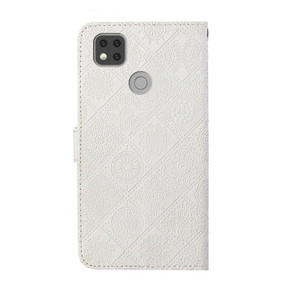 For Xiaomi Redmi 9C Ethnic Style Embossed Pattern Horizontal Flip Leather Case with Holder & Card Slots & Wallet & Lanyard(White) - Xiaomi Cases by buy2fix | Online Shopping UK | buy2fix