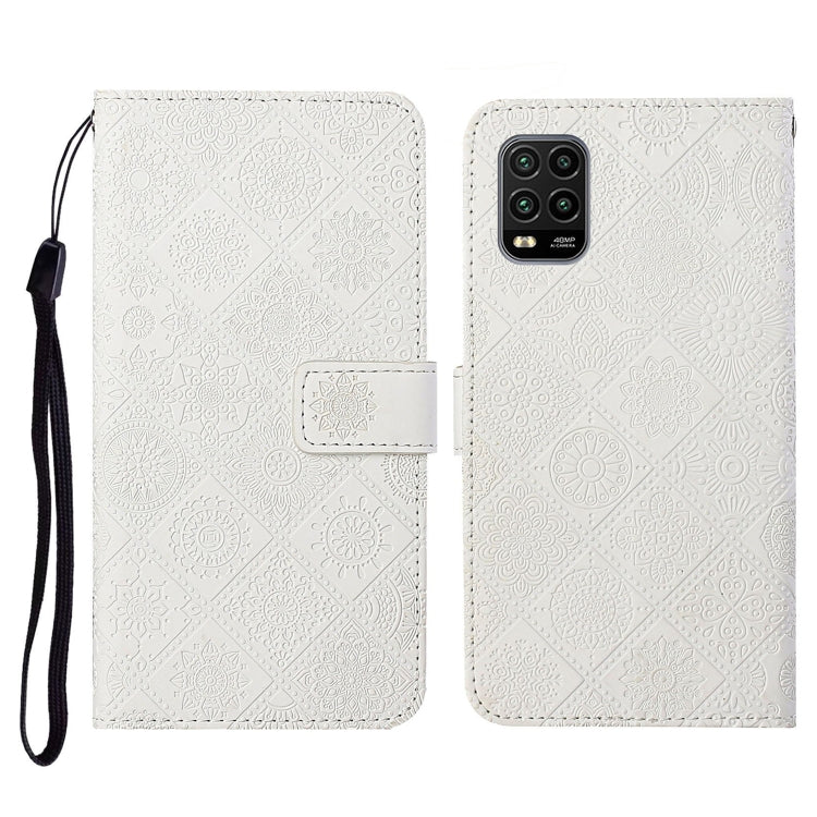 For Xiaomi Mi 10 Lite 5G Ethnic Style Embossed Pattern Horizontal Flip Leather Case with Holder & Card Slots & Wallet & Lanyard(White) - Xiaomi Cases by buy2fix | Online Shopping UK | buy2fix