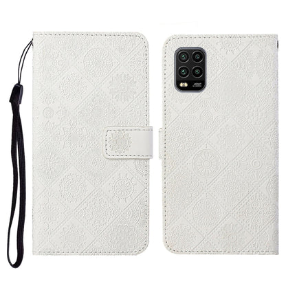 For Xiaomi Mi 10 Lite 5G Ethnic Style Embossed Pattern Horizontal Flip Leather Case with Holder & Card Slots & Wallet & Lanyard(White) - Xiaomi Cases by buy2fix | Online Shopping UK | buy2fix