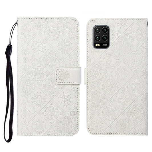 For Xiaomi Mi 10 Lite 5G Ethnic Style Embossed Pattern Horizontal Flip Leather Case with Holder & Card Slots & Wallet & Lanyard(White) - Xiaomi Cases by buy2fix | Online Shopping UK | buy2fix