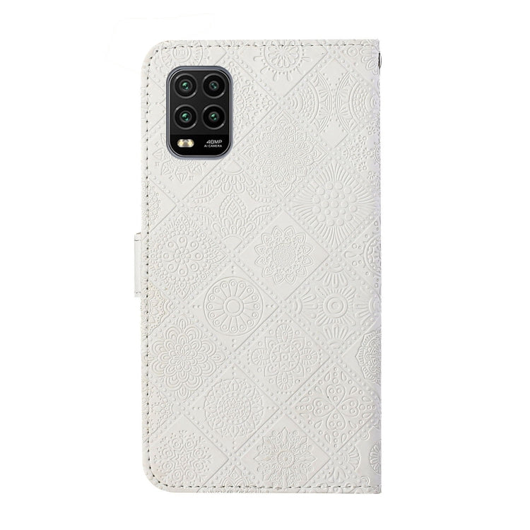 For Xiaomi Mi 10 Lite 5G Ethnic Style Embossed Pattern Horizontal Flip Leather Case with Holder & Card Slots & Wallet & Lanyard(White) - Xiaomi Cases by buy2fix | Online Shopping UK | buy2fix