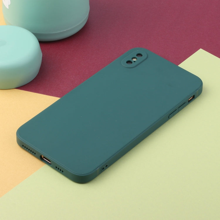 For iPhone X / XS Straight Edge Solid Color TPU Shockproof Case(Dark Night Green) - More iPhone Cases by buy2fix | Online Shopping UK | buy2fix