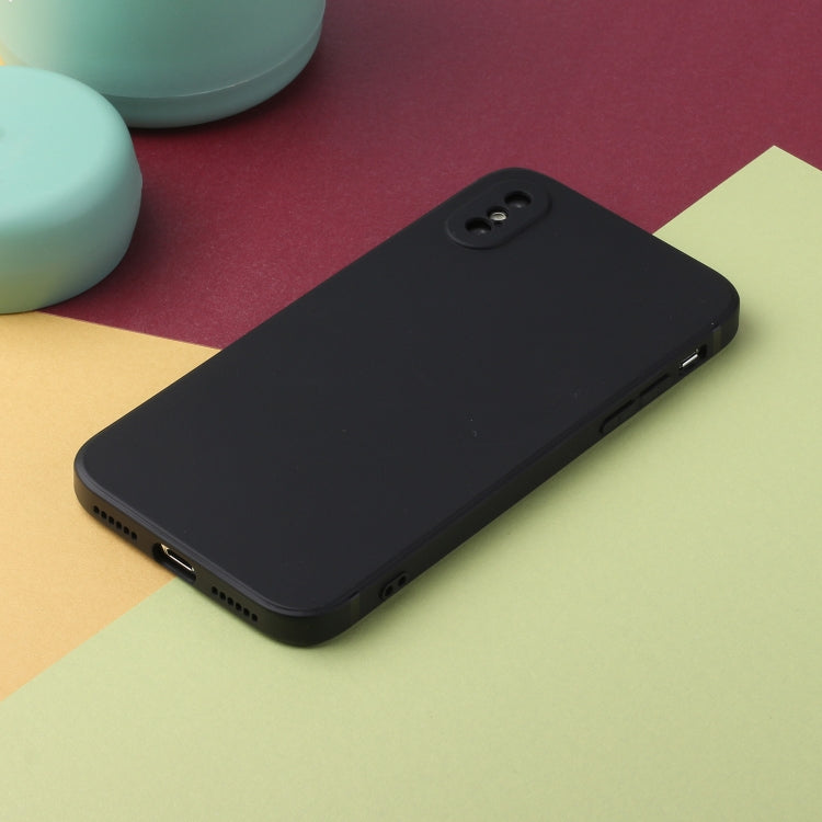 For iPhone X / XS Straight Edge Solid Color TPU Shockproof Case(Black) - More iPhone Cases by buy2fix | Online Shopping UK | buy2fix