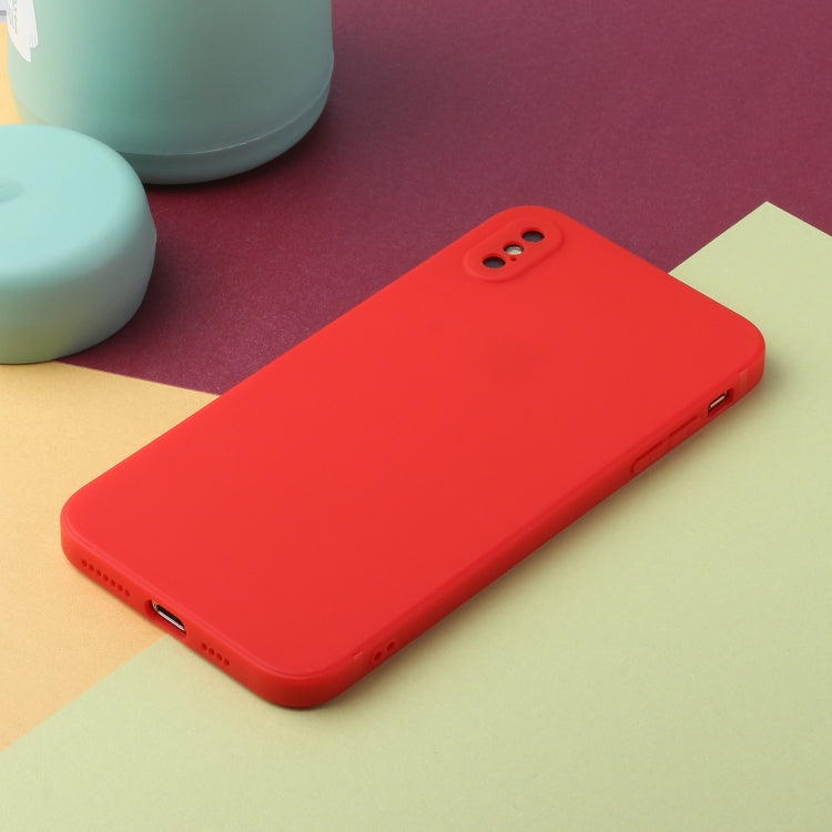 For iPhone X / XS Straight Edge Solid Color TPU Shockproof Case(Red) - More iPhone Cases by buy2fix | Online Shopping UK | buy2fix