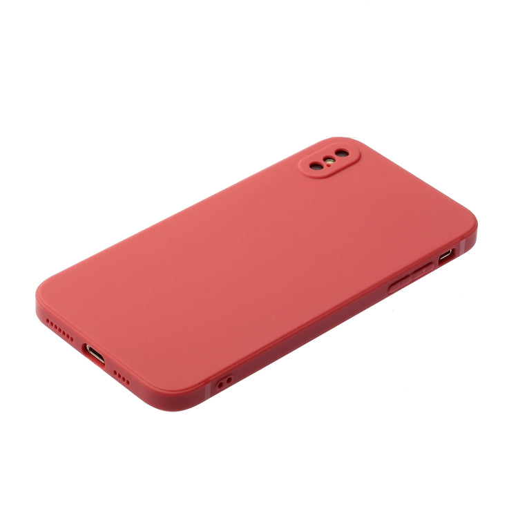 For iPhone X / XS Straight Edge Solid Color TPU Shockproof Case(Hawthorn Red) - More iPhone Cases by buy2fix | Online Shopping UK | buy2fix