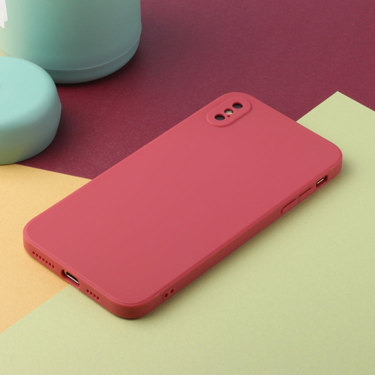 For iPhone X / XS Straight Edge Solid Color TPU Shockproof Case(Hawthorn Red) - More iPhone Cases by buy2fix | Online Shopping UK | buy2fix