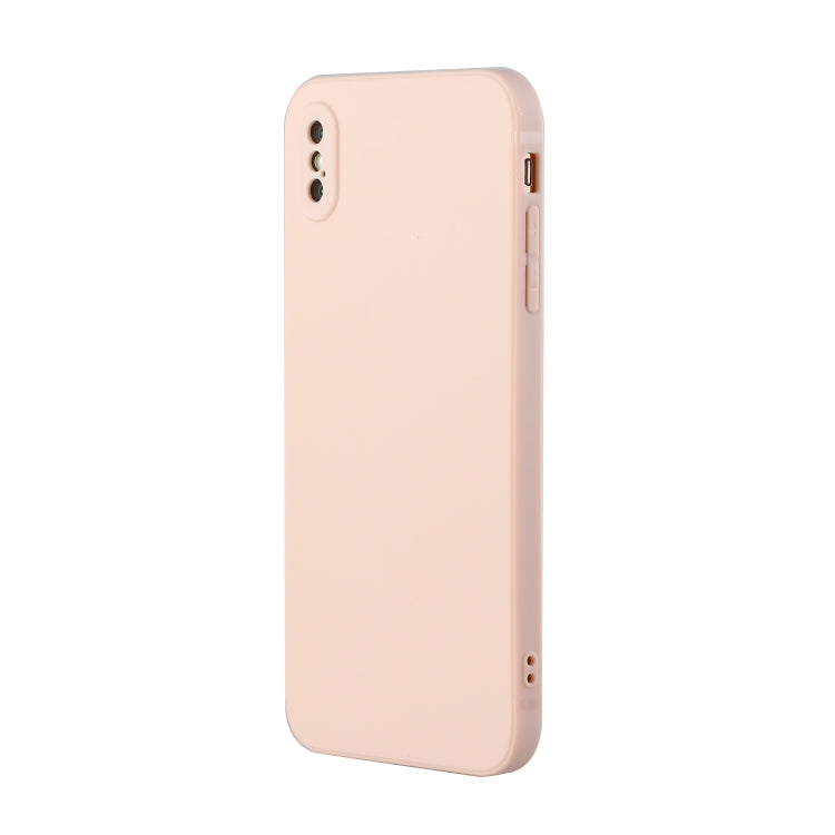 For iPhone X / XS Straight Edge Solid Color TPU Shockproof Case(Light Pink) - More iPhone Cases by buy2fix | Online Shopping UK | buy2fix