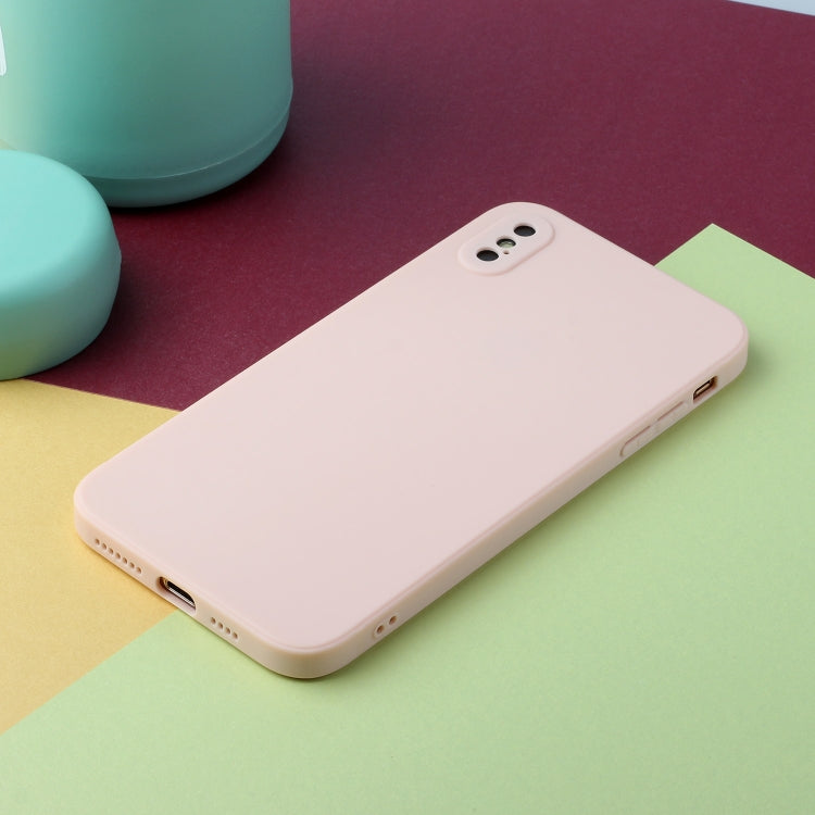 For iPhone X / XS Straight Edge Solid Color TPU Shockproof Case(Light Pink) - More iPhone Cases by buy2fix | Online Shopping UK | buy2fix
