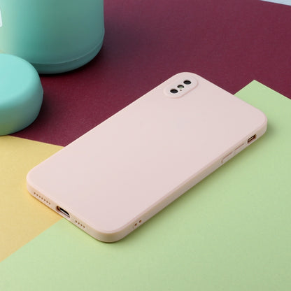 For iPhone X / XS Straight Edge Solid Color TPU Shockproof Case(Light Pink) - More iPhone Cases by buy2fix | Online Shopping UK | buy2fix