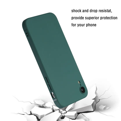 For iPhone XR Straight Edge Solid Color TPU Shockproof Case(Dark Night Green) - More iPhone Cases by buy2fix | Online Shopping UK | buy2fix