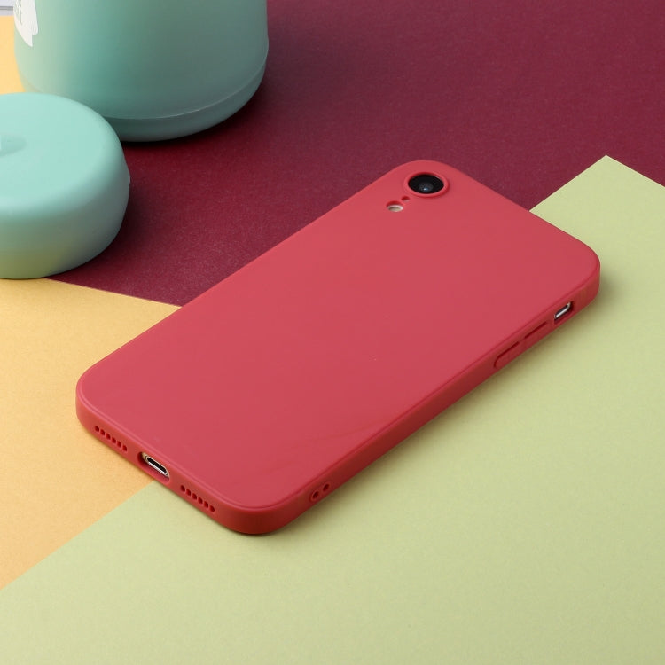 For iPhone XR Straight Edge Solid Color TPU Shockproof Case(Hawthorn Red) - More iPhone Cases by buy2fix | Online Shopping UK | buy2fix