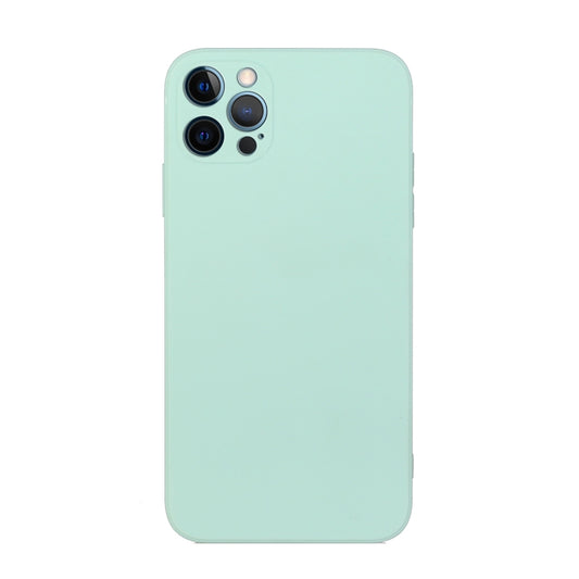 For iPhone 12 Pro Straight Edge Solid Color TPU Shockproof Case(Light Cyan) - iPhone 12 / 12 Pro Cases by buy2fix | Online Shopping UK | buy2fix