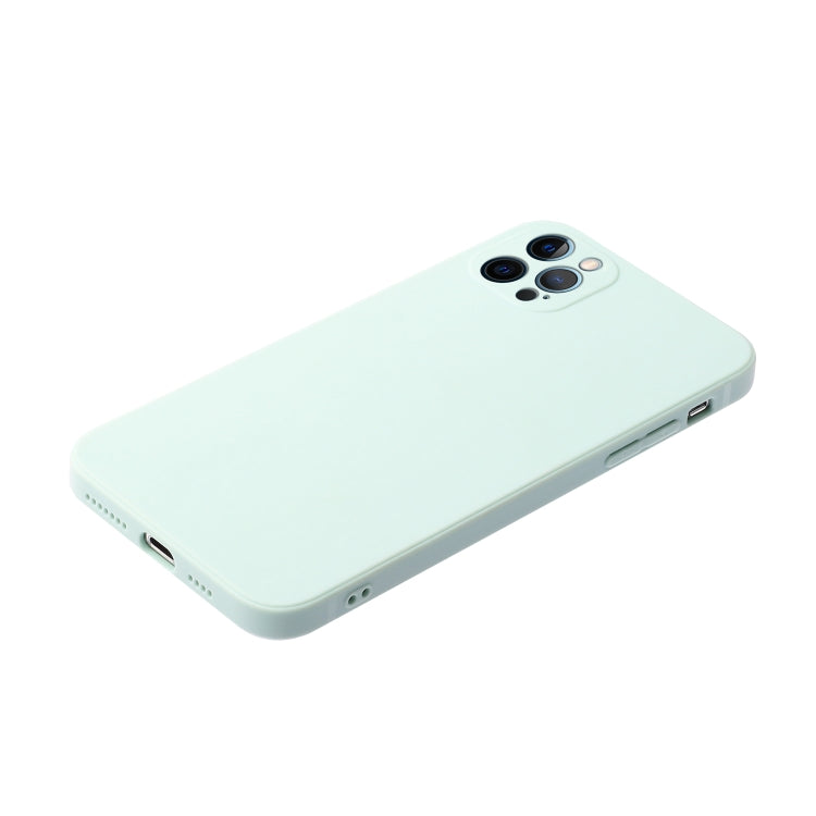 For iPhone 12 Pro Straight Edge Solid Color TPU Shockproof Case(Light Cyan) - iPhone 12 / 12 Pro Cases by buy2fix | Online Shopping UK | buy2fix