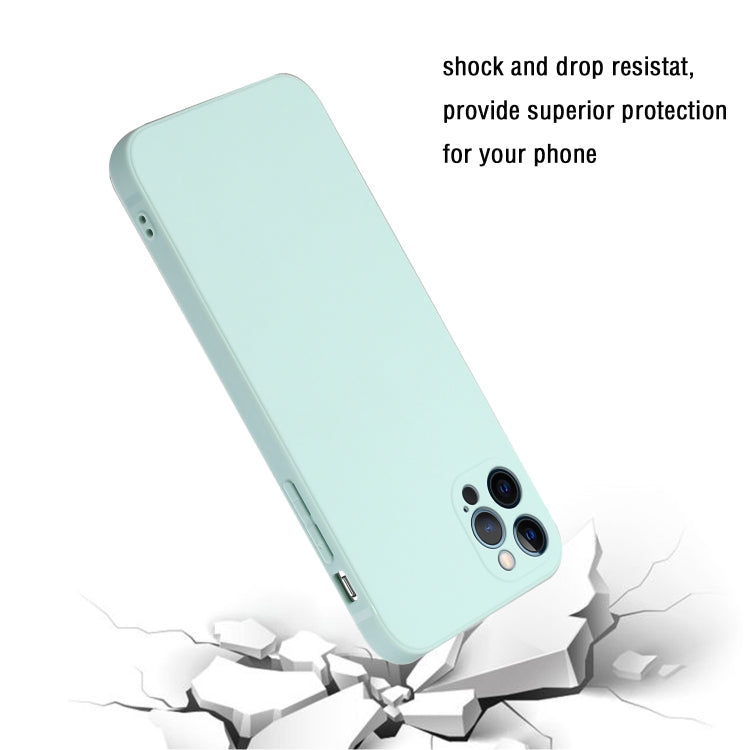 For iPhone 12 Pro Straight Edge Solid Color TPU Shockproof Case(Light Cyan) - iPhone 12 / 12 Pro Cases by buy2fix | Online Shopping UK | buy2fix