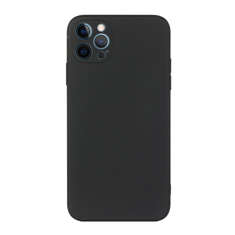 For iPhone 12 Pro Straight Edge Solid Color TPU Shockproof Case(Black) - iPhone 12 / 12 Pro Cases by buy2fix | Online Shopping UK | buy2fix