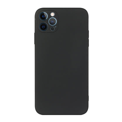 For iPhone 12 Pro Straight Edge Solid Color TPU Shockproof Case(Black) - iPhone 12 / 12 Pro Cases by buy2fix | Online Shopping UK | buy2fix