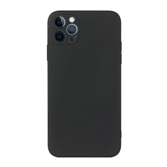 For iPhone 12 Pro Straight Edge Solid Color TPU Shockproof Case(Black) - iPhone 12 / 12 Pro Cases by buy2fix | Online Shopping UK | buy2fix