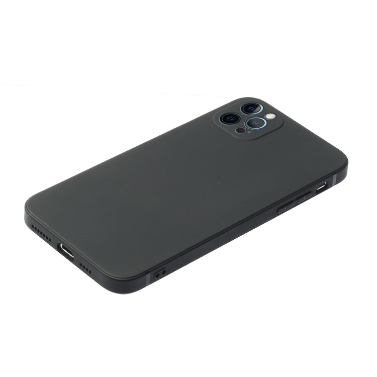 For iPhone 12 Pro Straight Edge Solid Color TPU Shockproof Case(Black) - iPhone 12 / 12 Pro Cases by buy2fix | Online Shopping UK | buy2fix