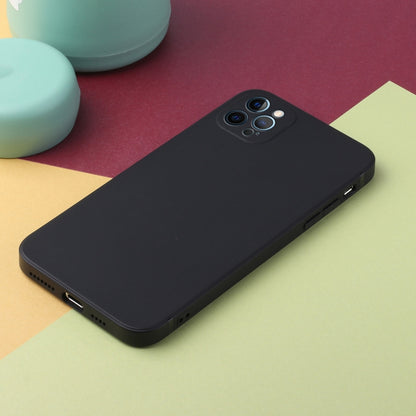 For iPhone 12 Pro Straight Edge Solid Color TPU Shockproof Case(Black) - iPhone 12 / 12 Pro Cases by buy2fix | Online Shopping UK | buy2fix