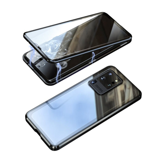 For Samsung Galaxy S20+ Magnetic Metal Frame Double-sided Tempered Glass Case(Black) by buy2fix