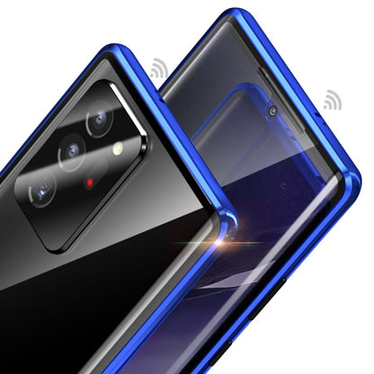 For Samsung Galaxy Note20 Magnetic Metal Frame Double-sided Tempered Glass Case(Blue) by buy2fix