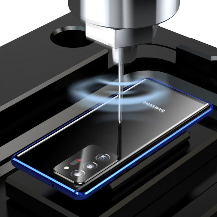 For Samsung Galaxy Note20 Ultra Magnetic Metal Frame Double-sided Tempered Glass Case(Blue) by buy2fix