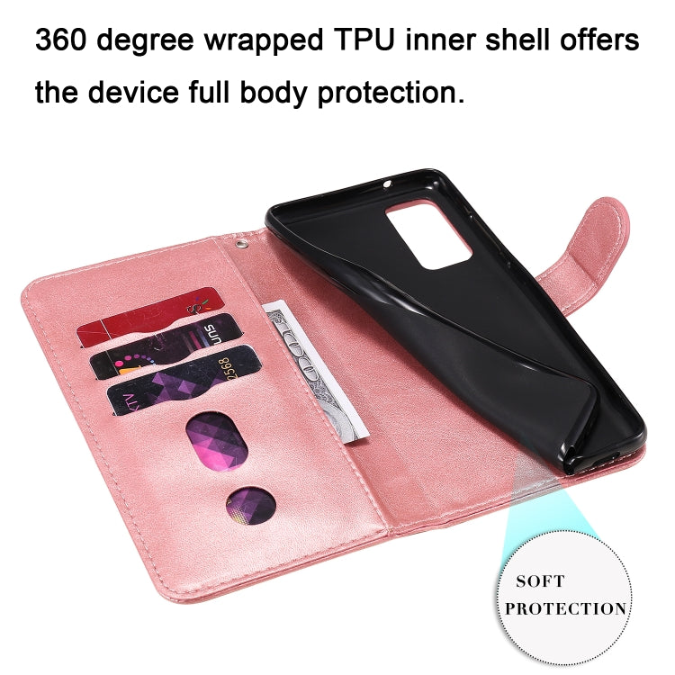 For Samsung Galaxy S20 FE Fashion Calf Texture Zipper Horizontal Flip Leather Case with Stand & Card Slots & Wallet Function(Rose Gold) by buy2fix