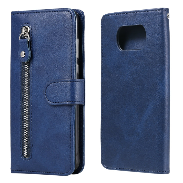 For Xiaomi Poco X3 NFC Fashion Calf Texture Zipper Horizontal Flip Leather Case with Stand & Card Slots & Wallet Function(Blue) - Xiaomi Cases by buy2fix | Online Shopping UK | buy2fix