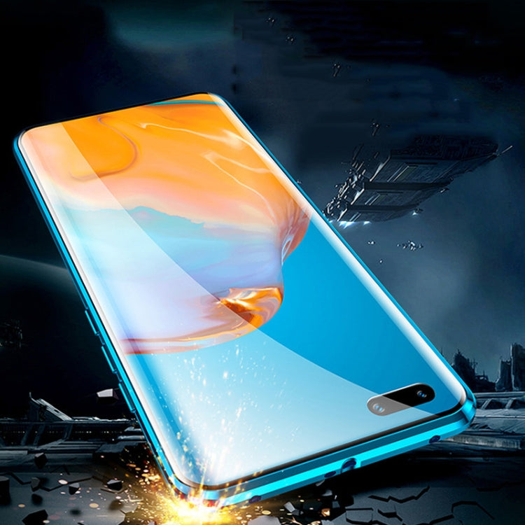 For Huawei P40 Pro Magnetic Metal Frame Double-sided Tempered Glass Case(Silver) - Huawei Cases by buy2fix | Online Shopping UK | buy2fix
