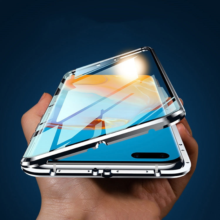 For Huawei P40 Pro Magnetic Metal Frame Double-sided Tempered Glass Case(Silver) - Huawei Cases by buy2fix | Online Shopping UK | buy2fix