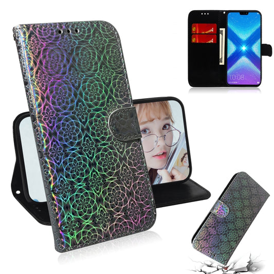 For Huawei Honor 8X Solid Color Colorful Magnetic Buckle Horizontal Flip PU Leather Case with Holder & Card Slots & Wallet & Lanyard(Silver) - Honor Cases by buy2fix | Online Shopping UK | buy2fix