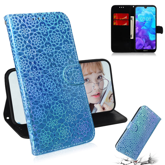 For Huawei Y5 (2019) / Honor 8S Solid Color Colorful Magnetic Buckle Horizontal Flip PU Leather Case with Holder & Card Slots & Wallet & Lanyard(Blue) - Honor Cases by buy2fix | Online Shopping UK | buy2fix