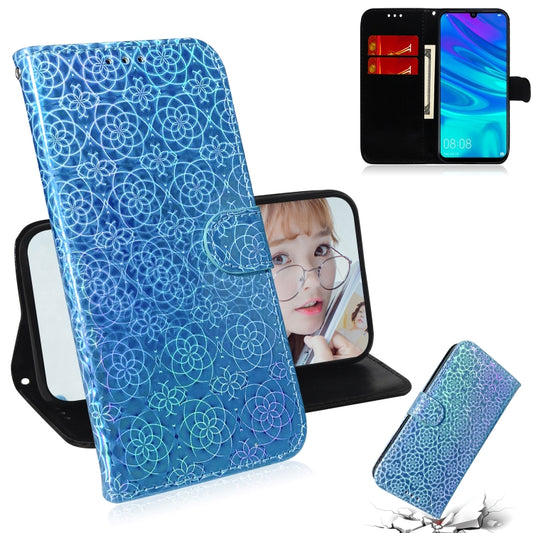 For Huawei P Smart 2019 Solid Color Colorful Magnetic Buckle Horizontal Flip PU Leather Case with Holder & Card Slots & Wallet & Lanyard(Blue) - Huawei Cases by buy2fix | Online Shopping UK | buy2fix