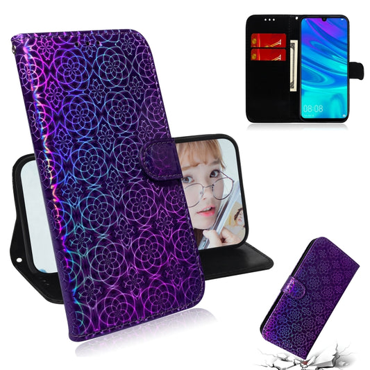 For Huawei P Smart 2019 Solid Color Colorful Magnetic Buckle Horizontal Flip PU Leather Case with Holder & Card Slots & Wallet & Lanyard(Purple) - Huawei Cases by buy2fix | Online Shopping UK | buy2fix