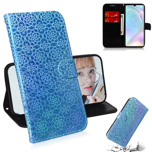 For Huawei P30 Solid Color Colorful Magnetic Buckle Horizontal Flip PU Leather Case with Holder & Card Slots & Wallet & Lanyard(Blue) - Huawei Cases by buy2fix | Online Shopping UK | buy2fix