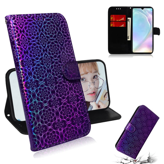 For Huawei P30 Solid Color Colorful Magnetic Buckle Horizontal Flip PU Leather Case with Holder & Card Slots & Wallet & Lanyard(Purple) - Huawei Cases by buy2fix | Online Shopping UK | buy2fix