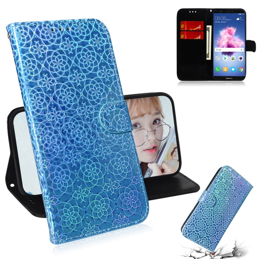 For Huawei Y5 2018 / Y5 Lite 2018 Solid Color Colorful Magnetic Buckle Horizontal Flip PU Leather Case with Holder & Card Slots & Wallet & Lanyard(Blue) - Huawei Cases by buy2fix | Online Shopping UK | buy2fix