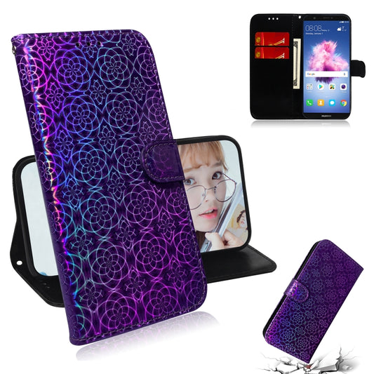 For Huawei Y5 2018 / Y5 Lite 2018 Solid Color Colorful Magnetic Buckle Horizontal Flip PU Leather Case with Holder & Card Slots & Wallet & Lanyard(Purple) - Huawei Cases by buy2fix | Online Shopping UK | buy2fix