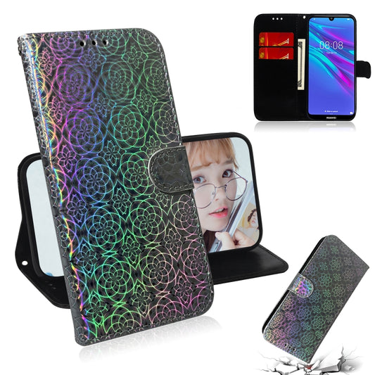 For Huawei Y6 2019 Solid Color Colorful Magnetic Buckle Horizontal Flip PU Leather Case with Holder & Card Slots & Wallet & Lanyard(Silver) - Huawei Cases by buy2fix | Online Shopping UK | buy2fix