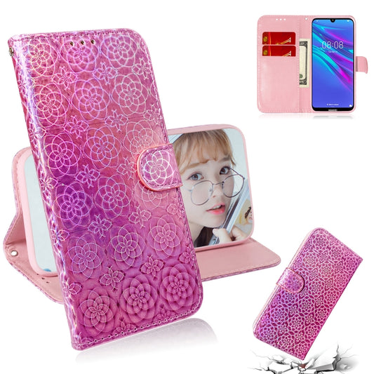 For Huawei Y6 2019 Solid Color Colorful Magnetic Buckle Horizontal Flip PU Leather Case with Holder & Card Slots & Wallet & Lanyard(Pink) - Huawei Cases by buy2fix | Online Shopping UK | buy2fix