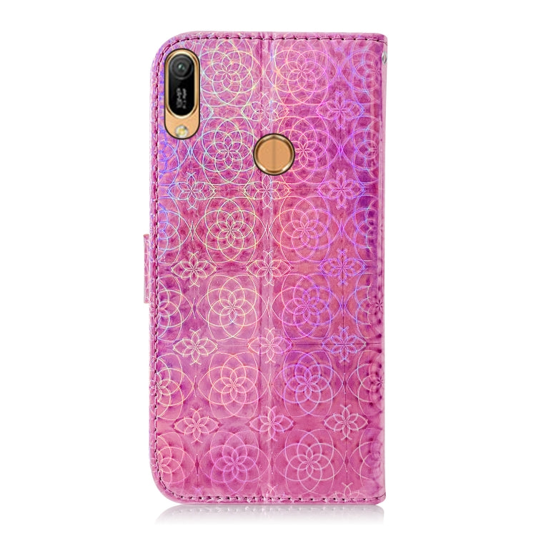 For Huawei Y6 2019 Solid Color Colorful Magnetic Buckle Horizontal Flip PU Leather Case with Holder & Card Slots & Wallet & Lanyard(Pink) - Huawei Cases by buy2fix | Online Shopping UK | buy2fix