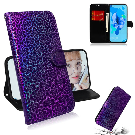 For Huawei P20 Lite 2019 / Nova 5i Solid Color Colorful Magnetic Buckle Horizontal Flip PU Leather Case with Holder & Card Slots & Wallet & Lanyard(Purple) - Huawei Cases by buy2fix | Online Shopping UK | buy2fix