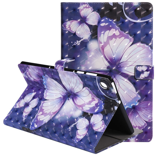 For Lenovo Tab M10 Plus TB-X606F 3D Painted Pattern Horizontal Flip Leather Case with Holder & Card Slots & Wallet & Sleep / Wake-up Function (Purple Butterfly) - Lenovo by buy2fix | Online Shopping UK | buy2fix