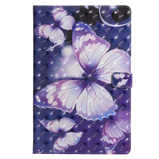 For Lenovo Tab M10 Plus TB-X606F 3D Painted Pattern Horizontal Flip Leather Case with Holder & Card Slots & Wallet & Sleep / Wake-up Function (Purple Butterfly) - Lenovo by buy2fix | Online Shopping UK | buy2fix