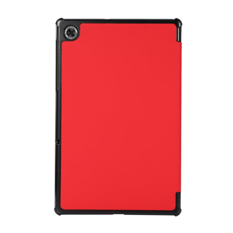 3-folding Skin Texture Horizontal Flip TPU + PU Leather Case with Holder For Lenovo M10 Plus(Red) - Lenovo by buy2fix | Online Shopping UK | buy2fix