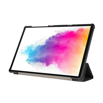 3-folding Skin Texture Horizontal Flip TPU + PU Leather Case with Holder For Lenovo M10 Plus(Black) - Lenovo by buy2fix | Online Shopping UK | buy2fix